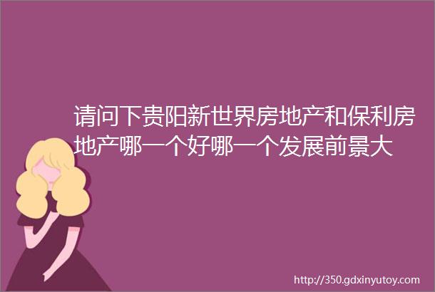 请问下贵阳新世界房地产和保利房地产哪一个好哪一个发展前景大